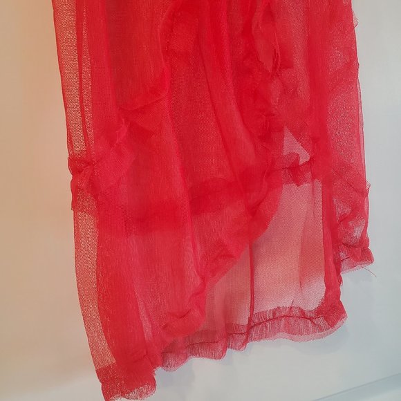 Red sheer babydoll lingerie sleepwear dress with open front slit OS - Picture 5 of 9